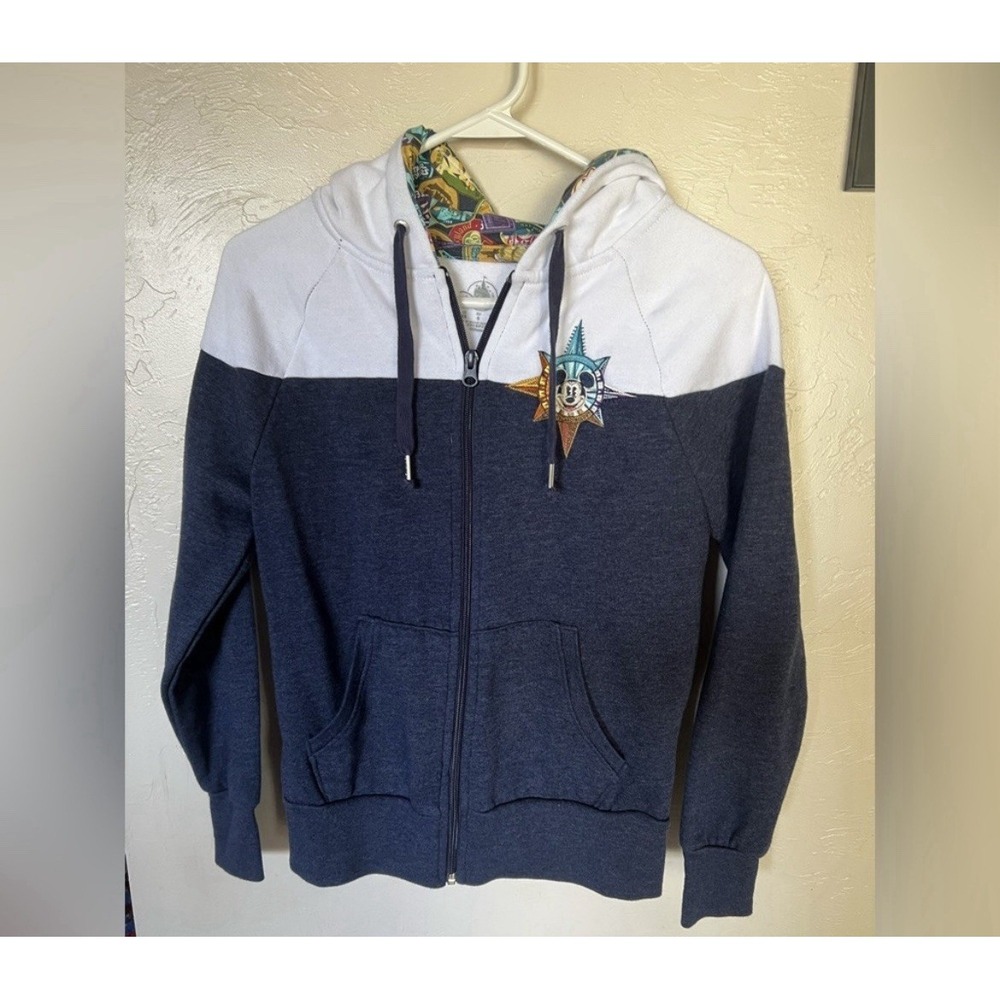 Mickey Mouse Disneyland Compass Full Zip Hoodie Adult XS 2019‎ Embroidered